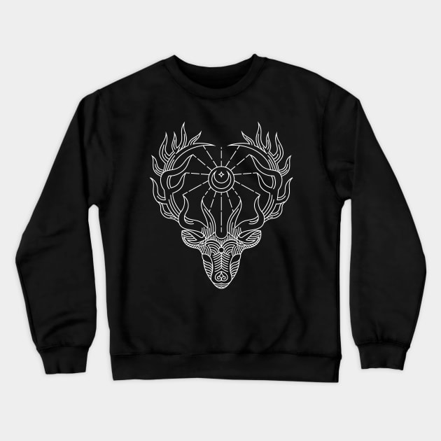 Monochromatic Majesty: The Deer's Head Crewneck Sweatshirt by ConnectingtoNature